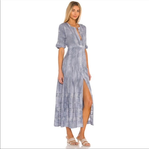 LoveShackFancy, Edie Button Up Short Sleeve Cottagecore Midi Length Dress - Picture 2 of 10